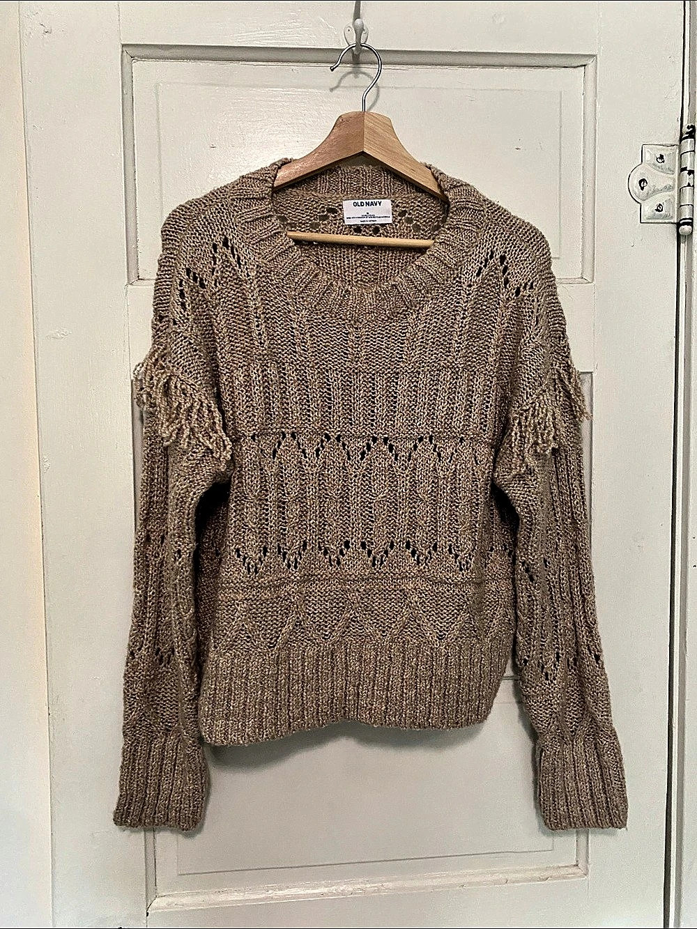 Old Navy Open-Knit Wool-blend Sweater in Light Brown Size Medium